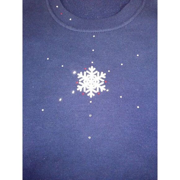 Jerzees Women's Blue Silver Crew Neck Sweater Size Large - Picture 3 of 4